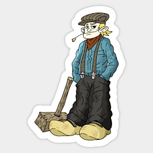 angry Dutch farmer with clogs. Sticker